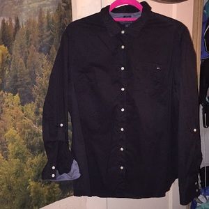 Tommy Hilfiger, black, button down shirt